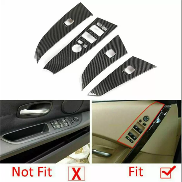 ABS Carbon Fiber Window Lift Switch Button Trim For BMW 5 Series E60 E61 04-05