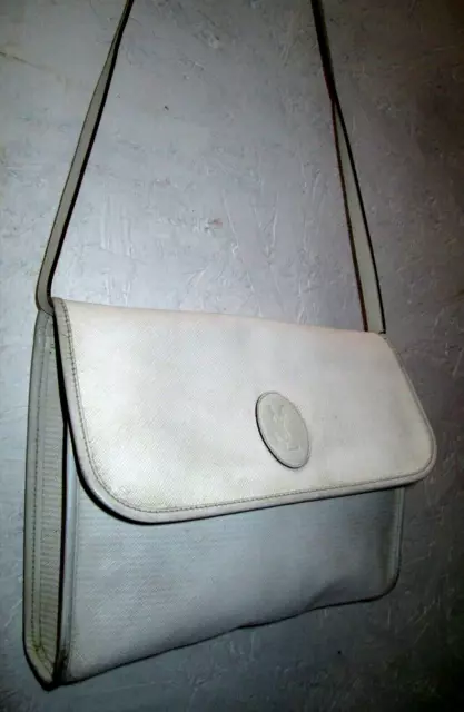 YVES SAINT LAURENT  Sac à main bandoulière cuir blanc    Authentique  vintage