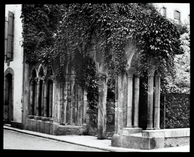 ANTIQUE Magic Lantern Slide BAGNERES DE BIGORRE RUINS C1910 PHOTO FRANCE