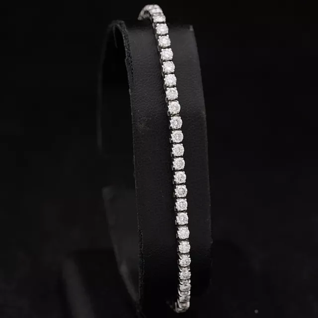 Bracelet Tennis en or Blanc 18 KT Brillant 3.92 CT Naturel Avec Certifié