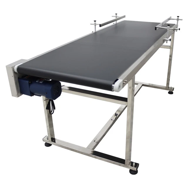 110V 70.9*23.6in PVC Belt Conveyor Machine with Double Fence SS Speed Adjust New