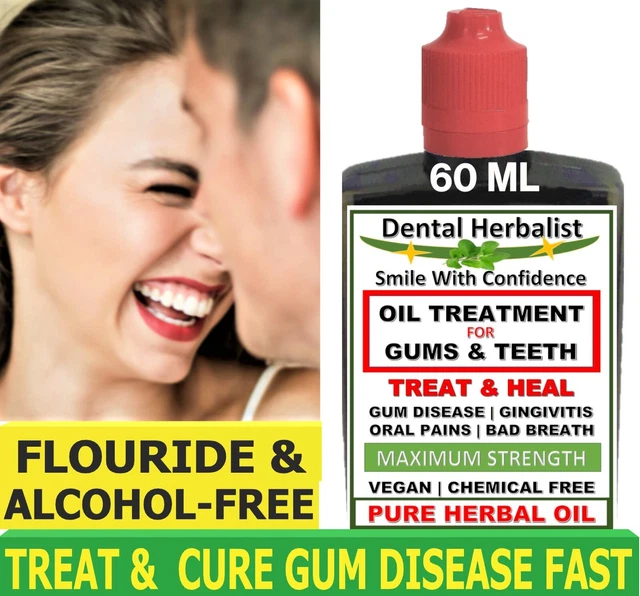 GUM DISEASE REMEDY Painful Bleeding Receding Gums Pure Herbal Vegan 60
