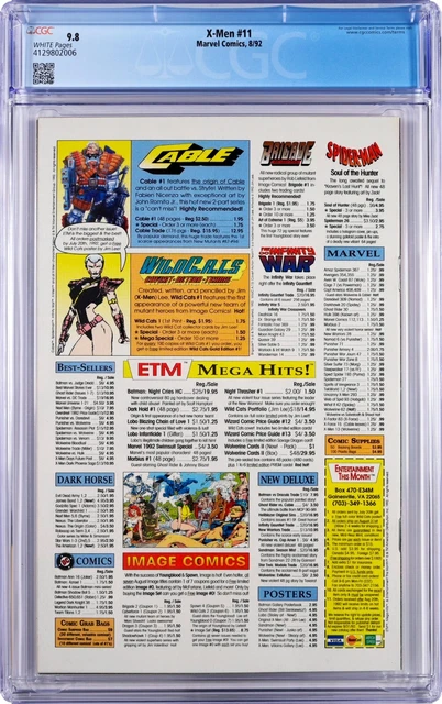 X-MEN #11 CGC 9.8 M- Vol. 2, 1992 Mint Minus LONGSHOT, MOJO & DAZZLER Jim Lee 2