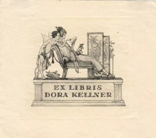 Exlibris Bookplate Heliogravüre Alfred Grêle 1885-1945 De Fauteuil Chien