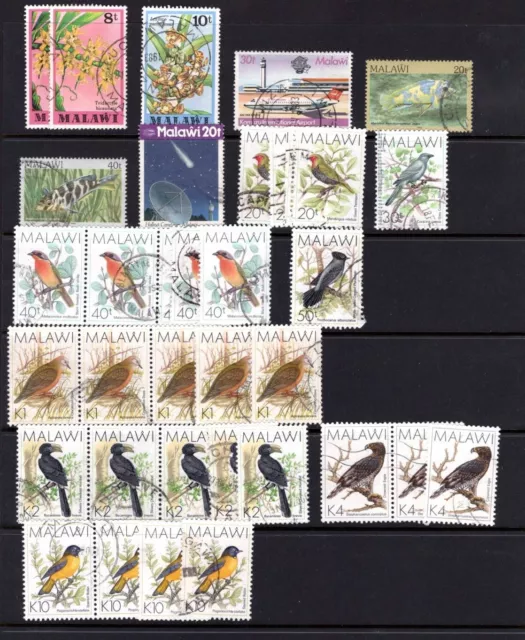 Malawi ~ Lot / Collection ~ 35 Used / 14 Different Used Stamps ~ Birds