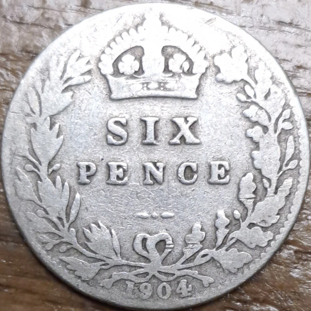1904 King Edward VII Silver Sixpence tanner 6d, Excellent Condition, 2.6 grams
