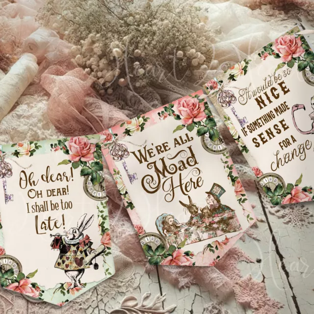 Alice in Wonderland Bunting, Tea Party Decoration Banner, Mad Hatter Birthday