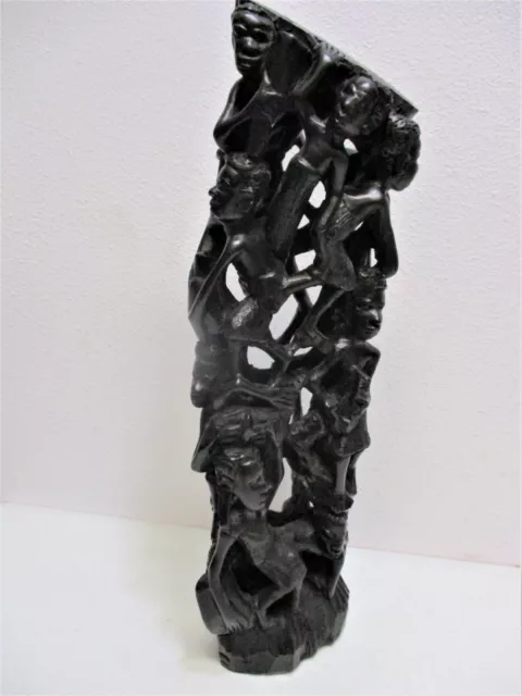 Ebony Tree of Life LARGE African Statue  Carving 16" Ujamaa Makonde Mozambique