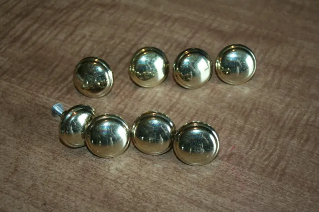 Lot Of 8 Amerock 1" Polished Brass Knobs Drawer Pulls Handles 63757 See Pix!!