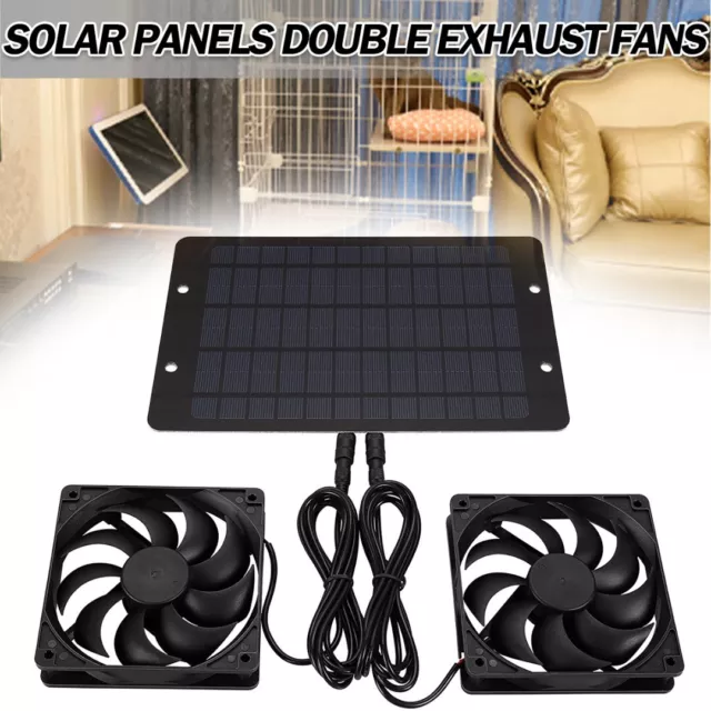 New Solar Powered Fan 12V 10W Waterproof Dual Exhaust Fan For Camping Greenhouse