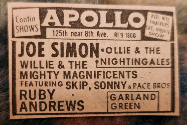 1969 tiny ad Apollo Theater Harlem R&B see description Black Americana