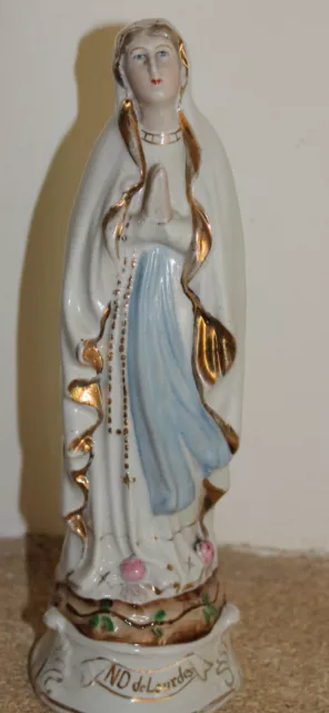 ancienne petite vierge en faïence notre dame de lourdes