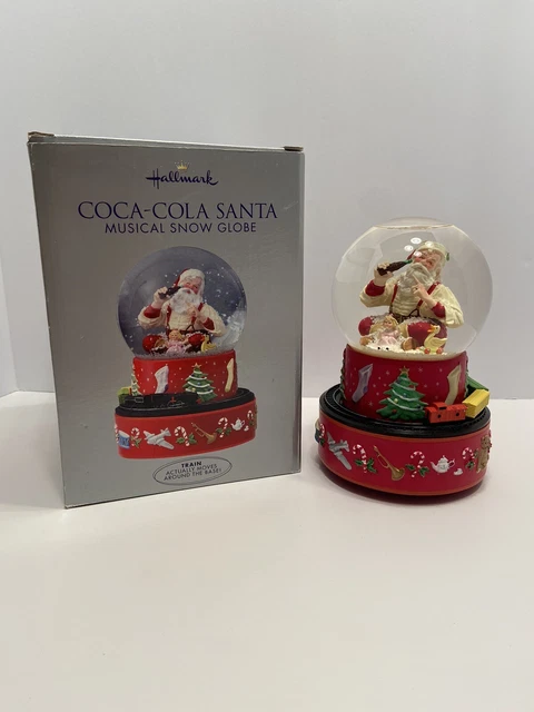 VTG HALLMARK COCA Cola Santa Snow Globe Music Box w/ Moving Train
