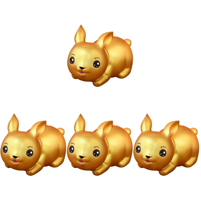 4 Count Tirelire Lapin Doré Sculpture De Du Nouvel An Caisse Mini-figurine