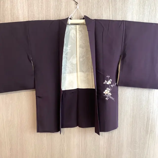 Japanese beautiful haori Kimono yukata purple Floral used kimono unisex