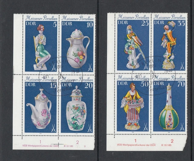 DDR Mi-Nr. 2464-2471 DV mit Gefälligkeitsstempel - 4er Blöcke mit Druckvermerk