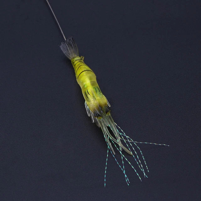 2 Pcs Shrimp Fishing Lure Hook Luminous Night Glow Baits Fake Shrimp