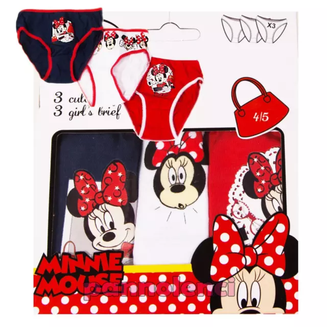 Mutande slip tre pezzi mutandine bimba Minnie Disney cotone nuovo HO3001