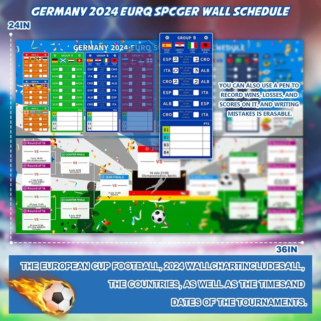 EURO 2024 WALL Chart Erasable Writing Euro 2024 Football Schedule ...