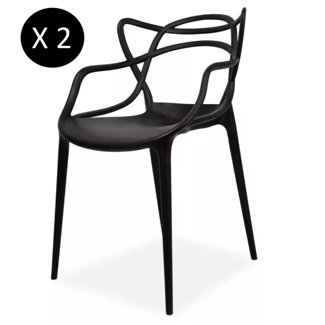 Set of 2 Black Dining Chairs Master Style Chair Home Office Kitchen Armchair