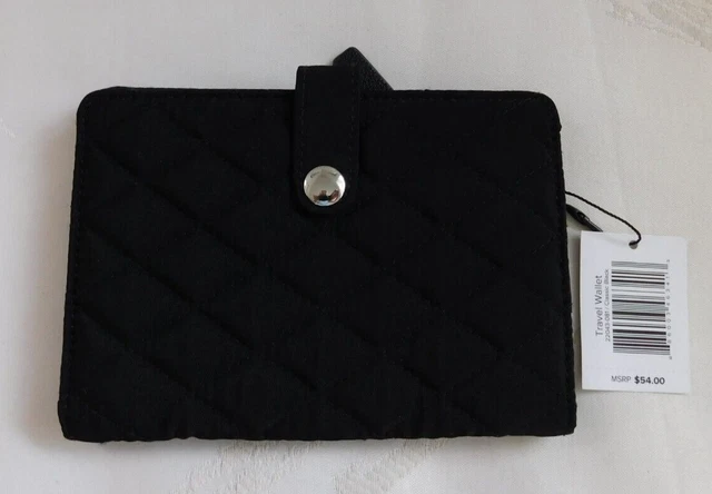 Vera Bradley Travel Wallet Passport, credit cards, ID - Classic Black Microfiber