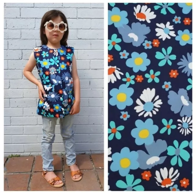 Vtg 60S Deadstock Flower Power Floral Cotton Longline Tunic Top Approx 3-4 Years