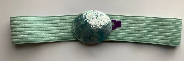 VTG CHARMANT BELT Mint Stretch W/Mint Abalone Shell Buckle  display picture 1