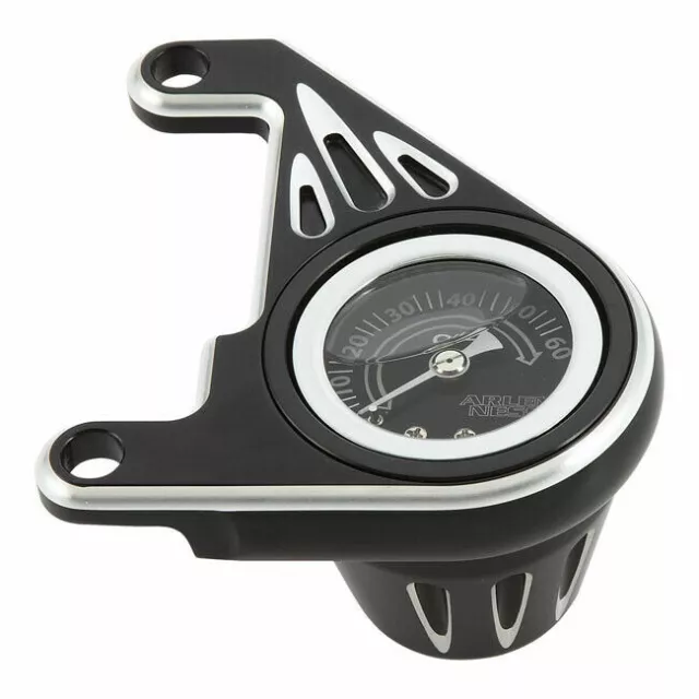 Arlen Ness Oil Pressure Gauge Deep Cut, 60PSI, for Harley-Davidson XL 93-20