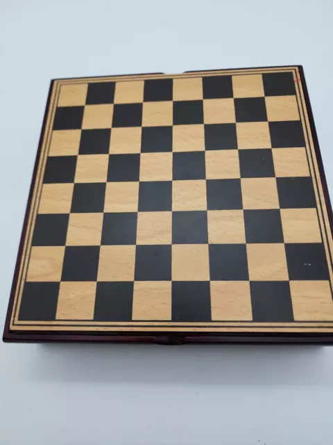 Vintage Small Wooden Travel Chess Set With Drawer 15.5cm X -  UK