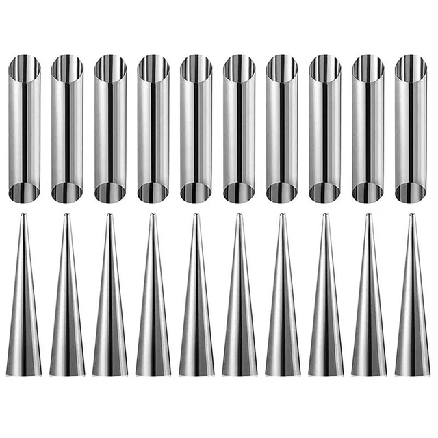 Moules à Cannoli En Inox - Lot De 12 Cônes Pour Pâtisserie Italienne - Cuisson Et Friture