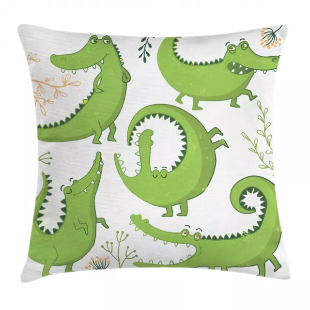 Crocodile Housse de Coussin Reptiles et Floral