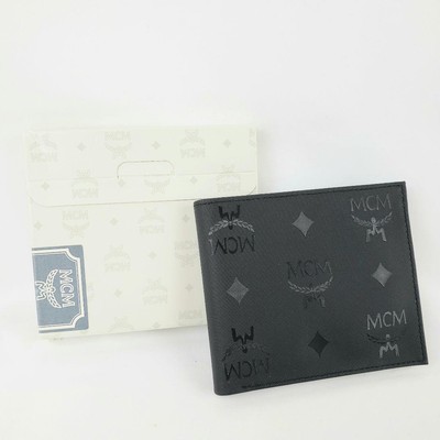 MCM Bifold Wallet Visetos All Pattern Black WOMEN Pottery Musical Instruments