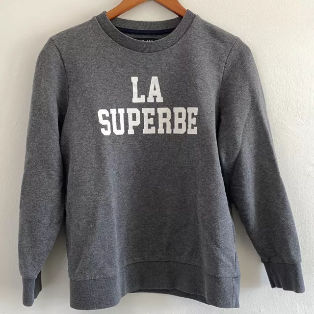 Madewell Sezane Colab Sweatshirt Womens Medium La Superbe Graphic Gray White EUC 2