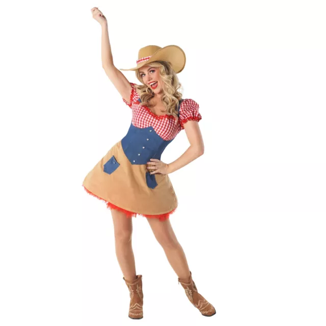 Womens Wild West Cowgirl Costume Ladies Country Rodeo Doll Fancy Dress S - XXL 3