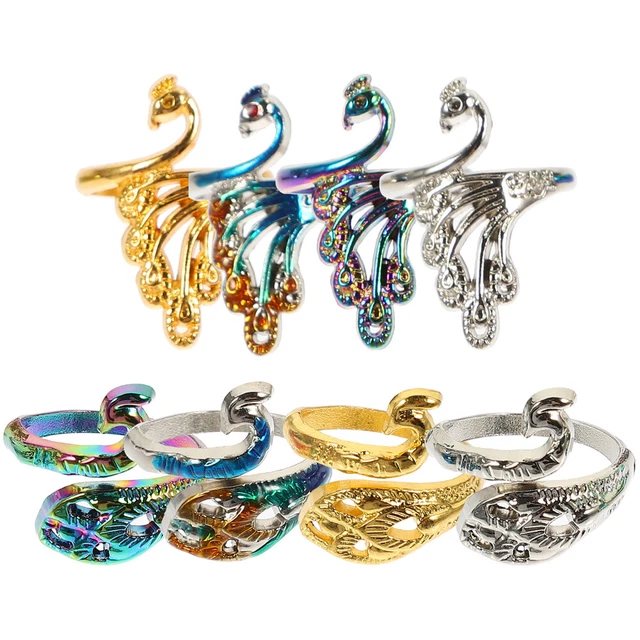 8 piezas anillos de ganchillo para dedos abiertos de aleación de dedal hilo guía soporte para dedos