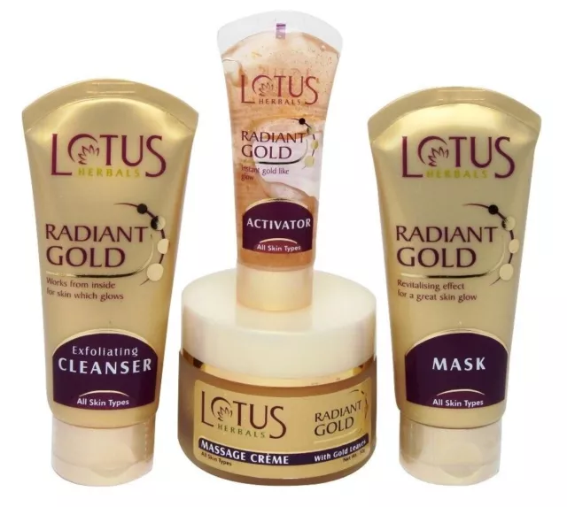 Lotus de Hierbas Radiante Oro Cellular Brillo para Facial Kit (Set 4) 170 Gramos