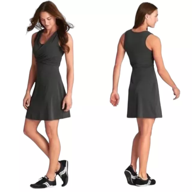 Athleta Womens Charcoal Gray Adriana Sleeveless Athletic Dress Medium #964418
