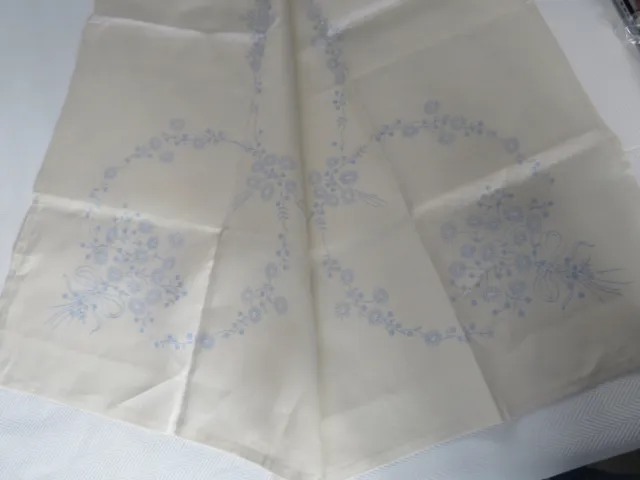 Vintage 1950's Stamped Linen Table Cloth READY TO BE EMBROIDERED 42 x42 inch