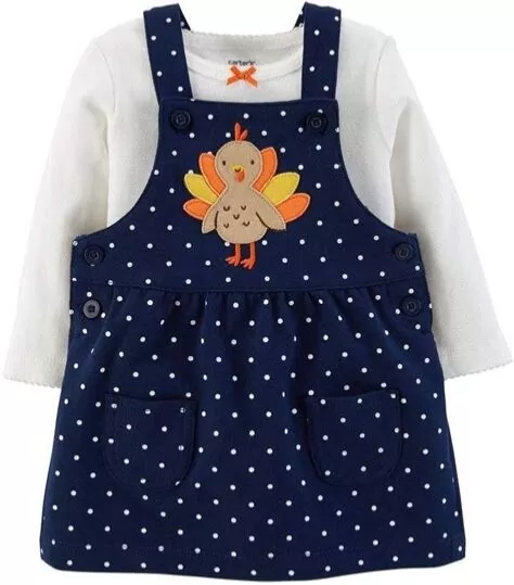 NWT Carter's Thanksgiving 3 Months Holiday Turkey Baby Girl Dress Outfit