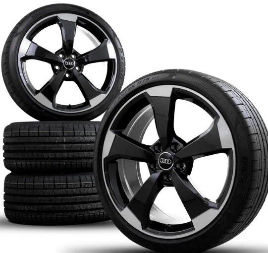 4 Jantes Alu Neuves 19 Pouces Type Audi – Noir Poli – Compatibles A1 A3 A4 A6 Q3 Q5 A5 A7 TT