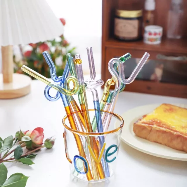 Gift Box Set Drinking Tube Color Contrast Straight Bend Straws  Bar Accessories