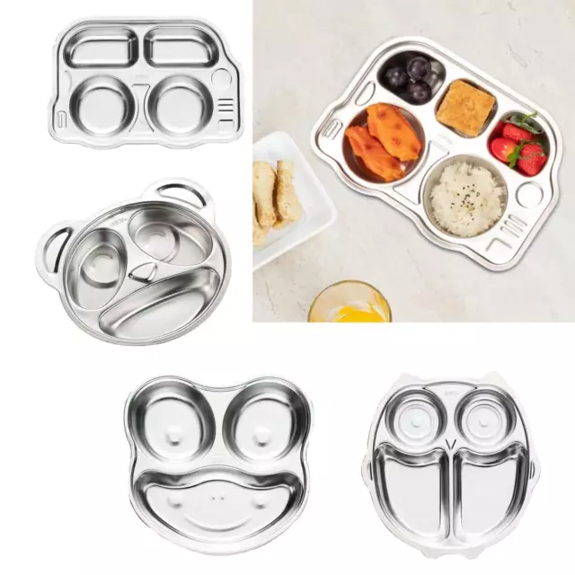 Stainless Steel Dinner Plate Divided Meal Tray Tableware with Multifunctional