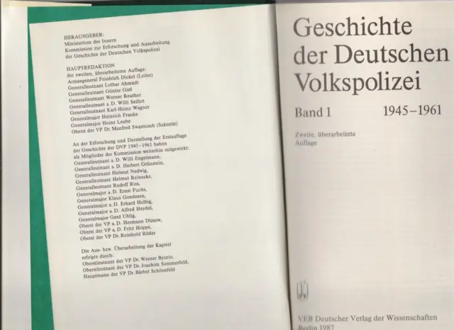 Buch "Geschichte der Volkspolizei" Band 1 (1945-1961) mit Dokumenten + 50 Bilder