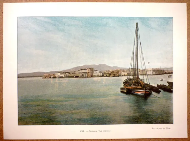 SOUAKIM GENERAL VIEW Souakin Nubia Sudan - Photochromy late 19th Engraving