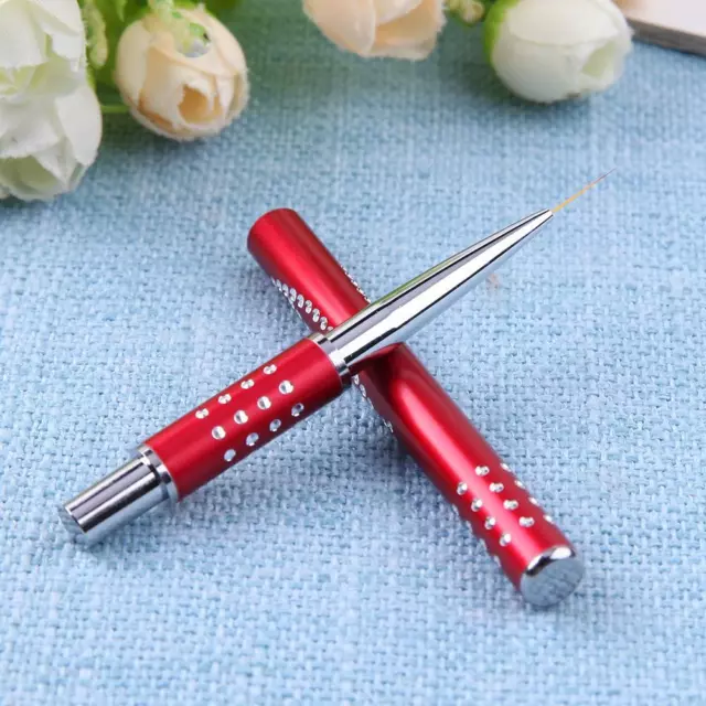 fr Nail Art Brush Metal Handle Liner Painting Draw DIY Manicure Beauty Pen/Red 3