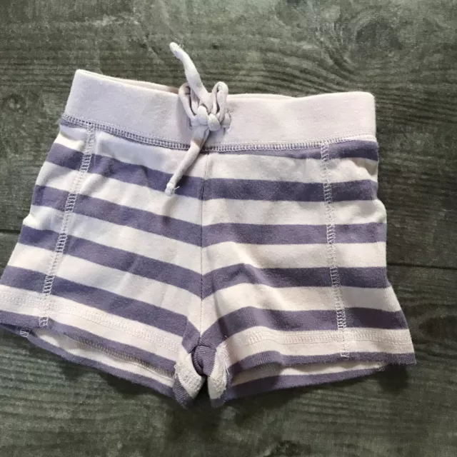Old Navy Baby Girl’s Purple Striped Shorts 6-12 Months Cotton Pull On