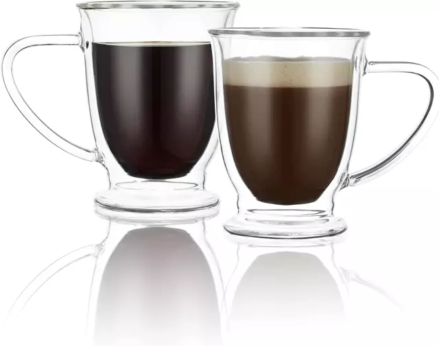 CNGLASS DOUBLE WALLED Glass Cappuccino Mugs 8.1Oz,Clear Insulated Glass  Coffee C $43.09 - PicClick AU