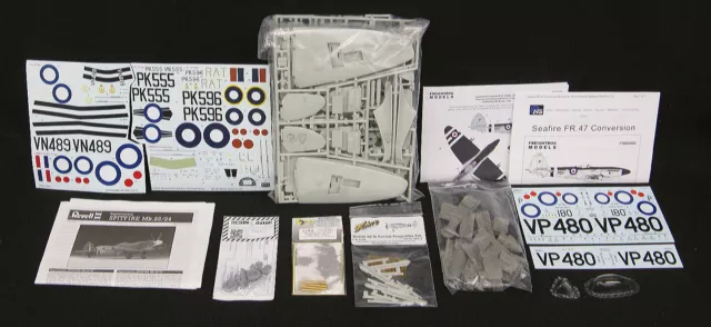 1/32 Revell SUPERMARINE SPITFIRE Mk.22/24 with 4 AFTER MARKET SETS Bagged Kit