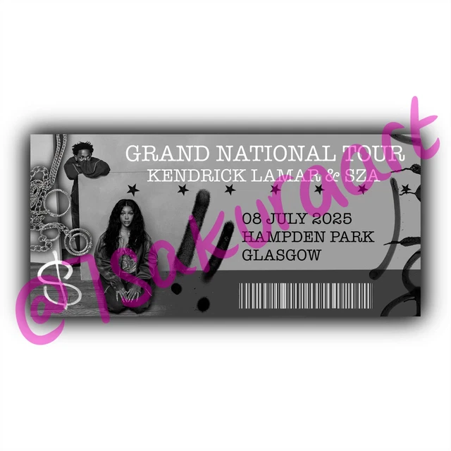 GRAND NATIONAL TOUR 2025 Tour Souvenir Tickets, Kendrick Lamar And SZA