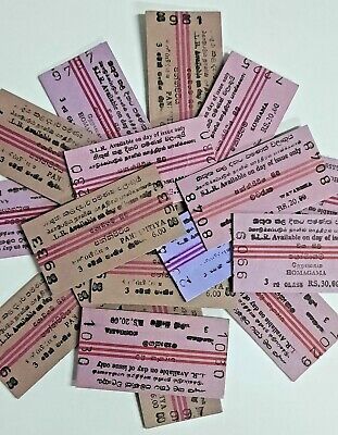 Used Sri Lanka 20 Railway Train Tickets For Collectors Old Edmonson FREE SHIPPIN